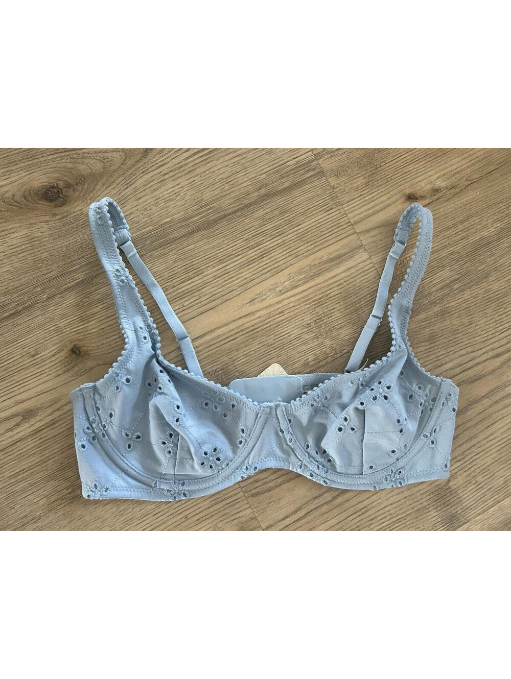 Free People Intimately Home Grown Stretch Cotton Eyelet UW Bra Sz 36C NWT Blue - Picture 2 of 5